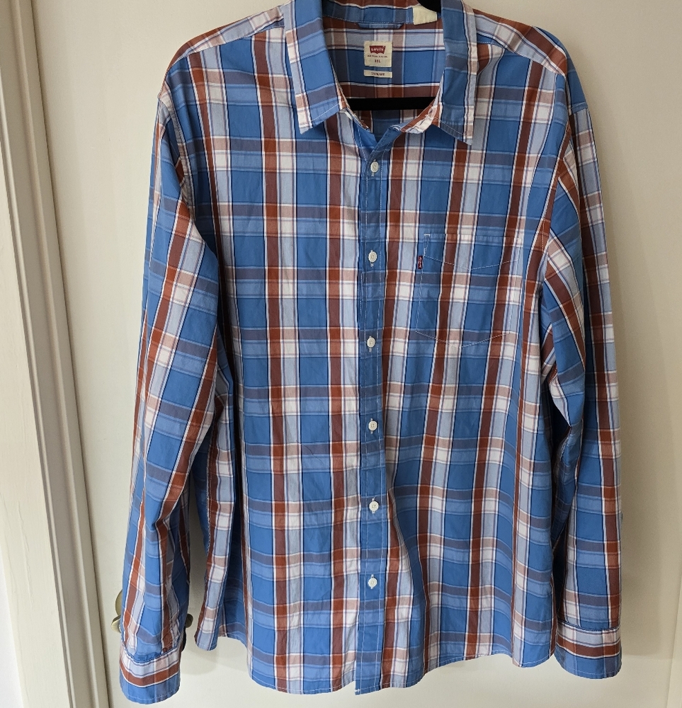 Men's Levi's Buttonup Plaid Cotton Shirt XXL